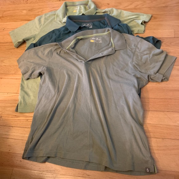Eddie Bauer Travex Polo Shirt Mens L Lot of 5 Green Red Orange Short Sleeve - Picture 2 of 15